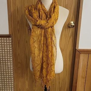 Gold & Brown Print Scarf